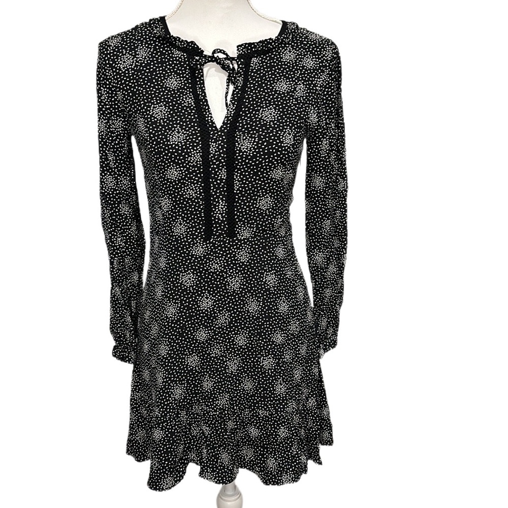 LOFT Long Sleeve Lined Dress Flounce Hem Side Zipper